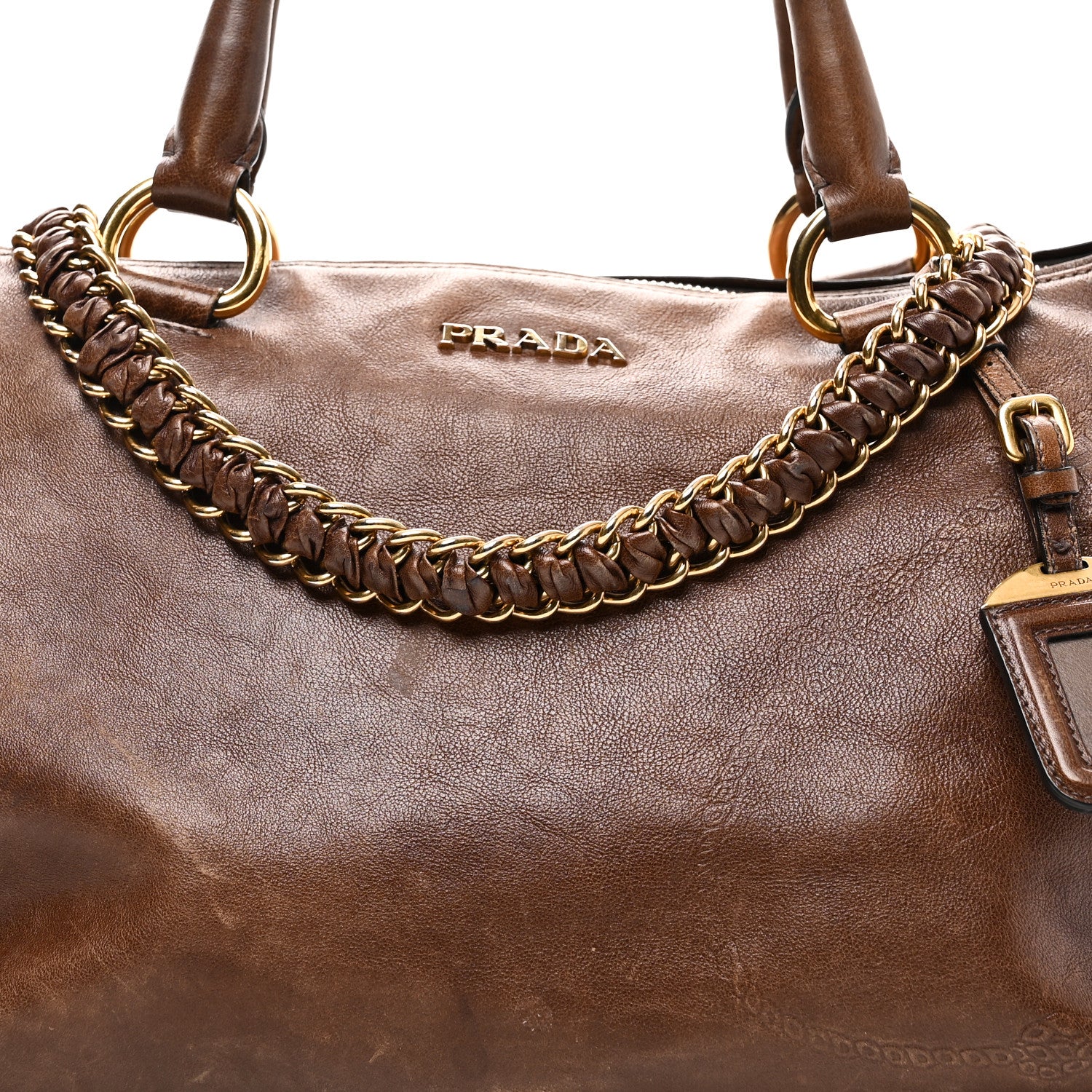 Prada Soft Calf Shopping Tote Brown 7 of 11