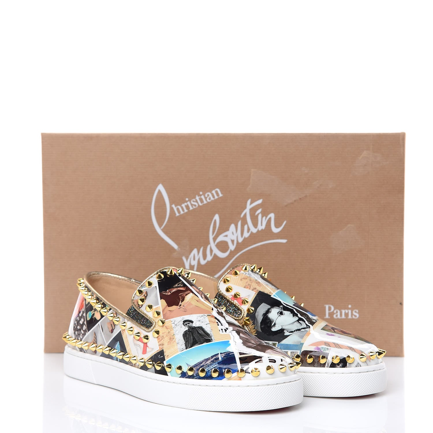 Christian Louboutin Patent Studded Womens Pik Boat Flat Loafers 36.5 Multicolor 9 of 9