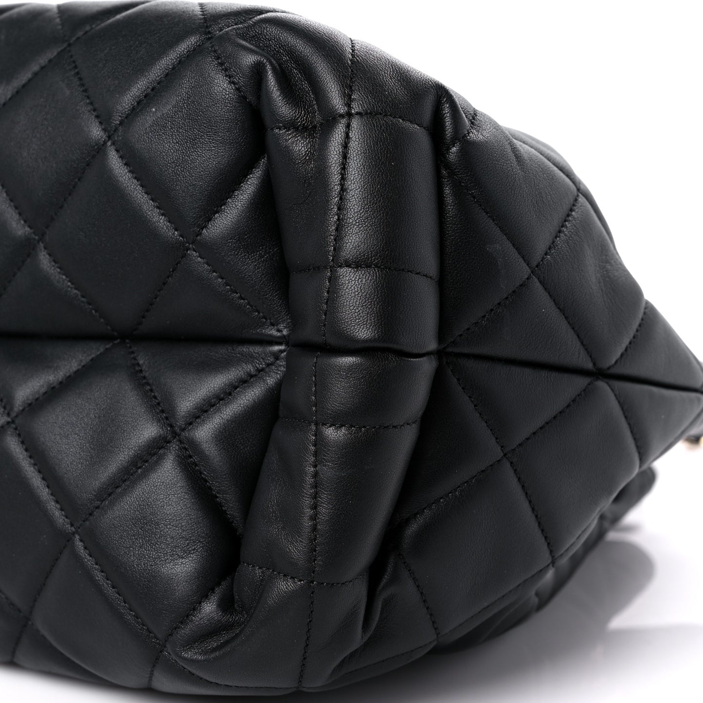Lambskin Quilted CC Dweller Drawstring Tote Black