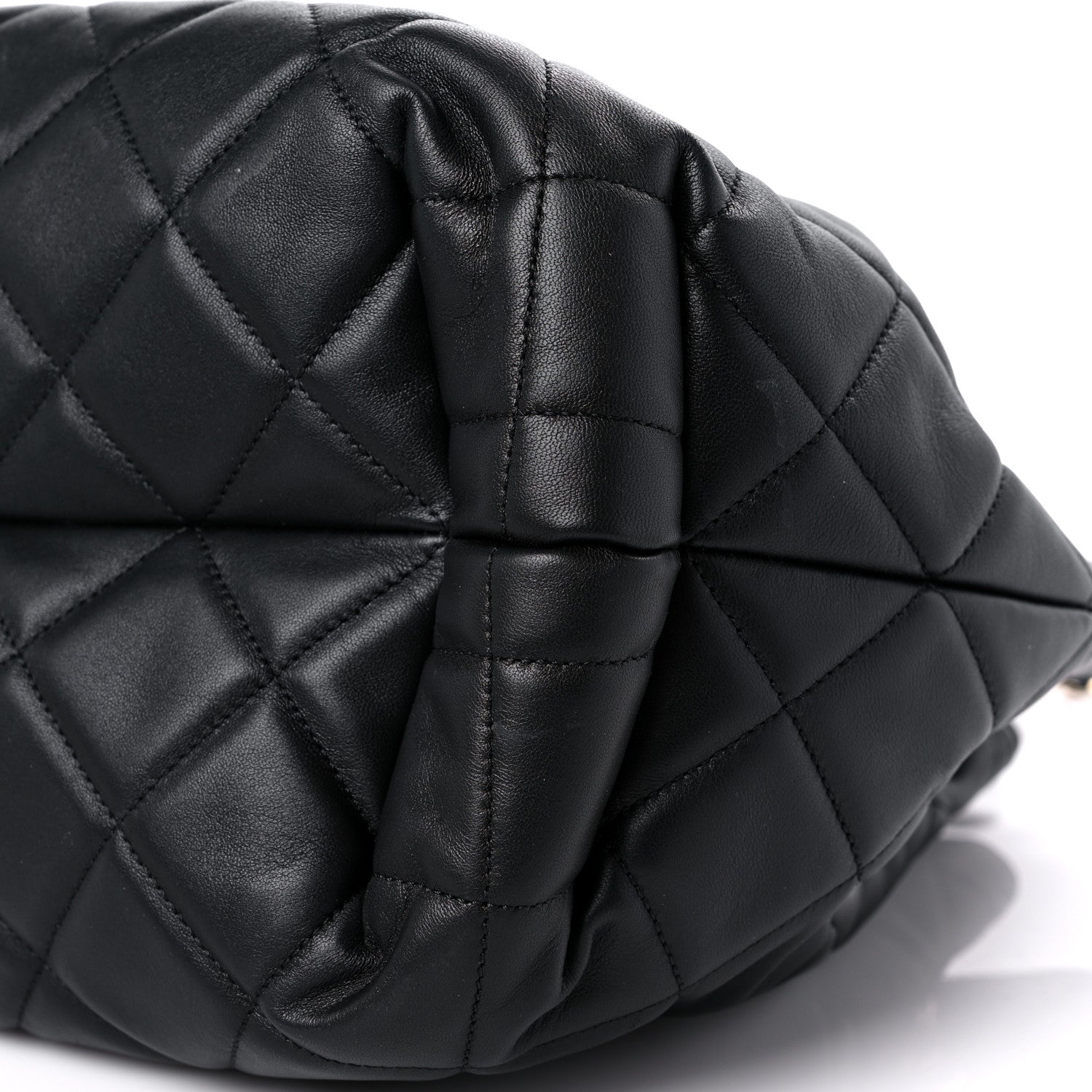 Chanel Lambskin Quilted CC Dweller Drawstring Tote Black 9 of 13