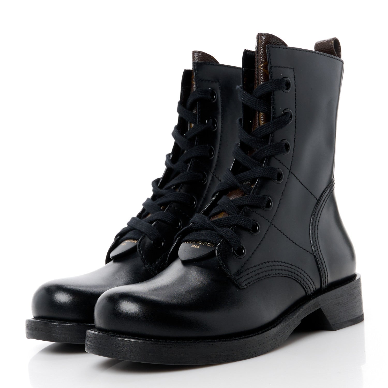 Louis Vuitton Calfskin Monogram Metropolis Flat Ranger Boots 37.5 Black 3 of 11