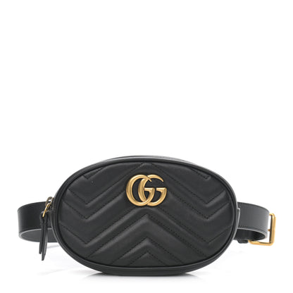 Gucci Calfskin Matelasse GG Marmont Belt Bag 85 34 Black 1 of 10