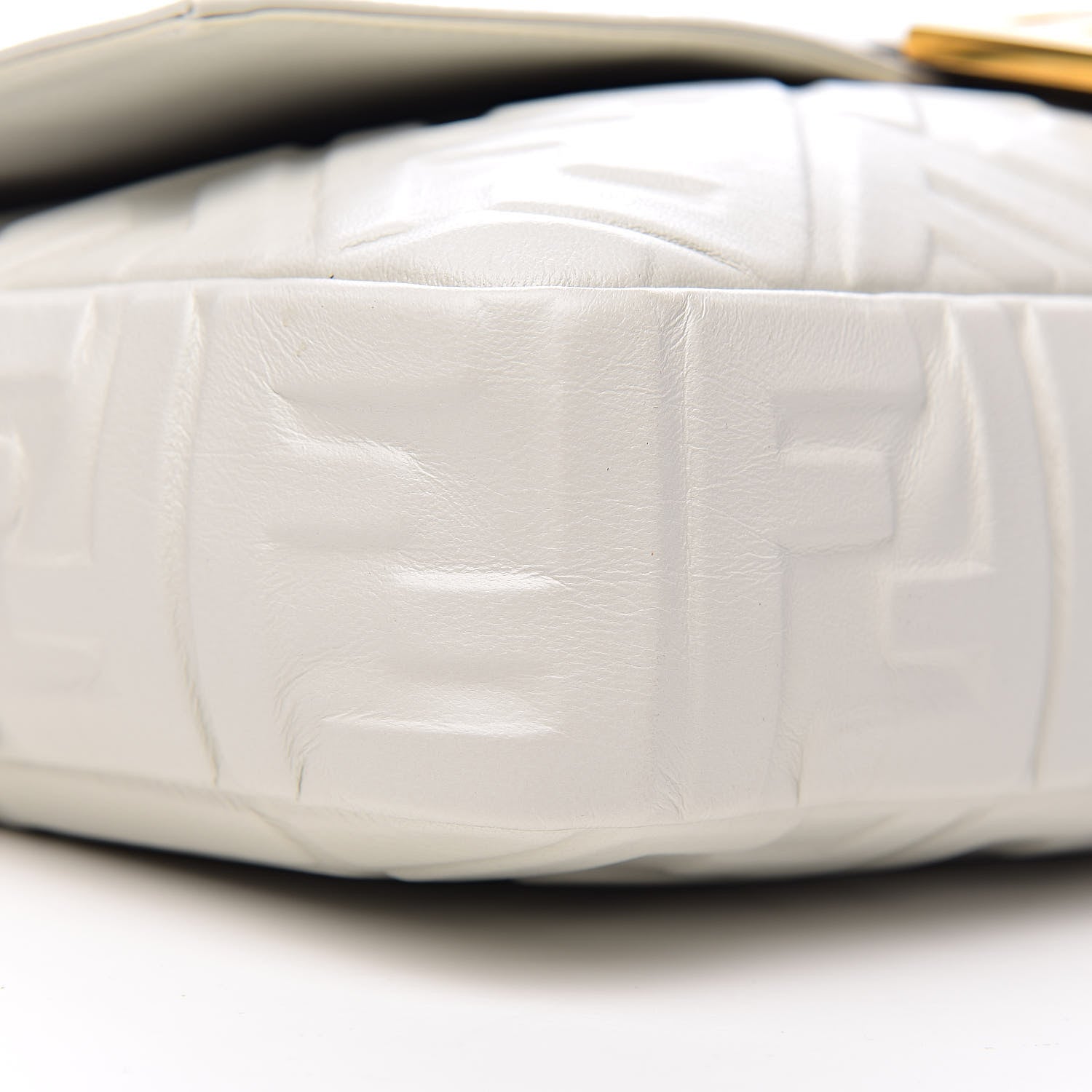 Fendi Nappa FF 1974 Embossed Large Baguette White 8 of 10