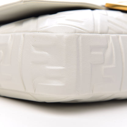 Fendi Nappa FF 1974 Embossed Large Baguette White 8 of 10