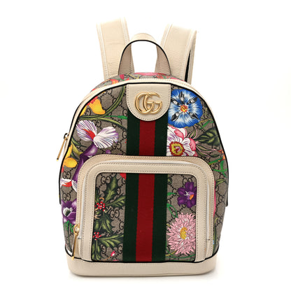 Gucci GG Supreme Monogram Flora Web Small Ophidia Day Backpack White 1 of 13