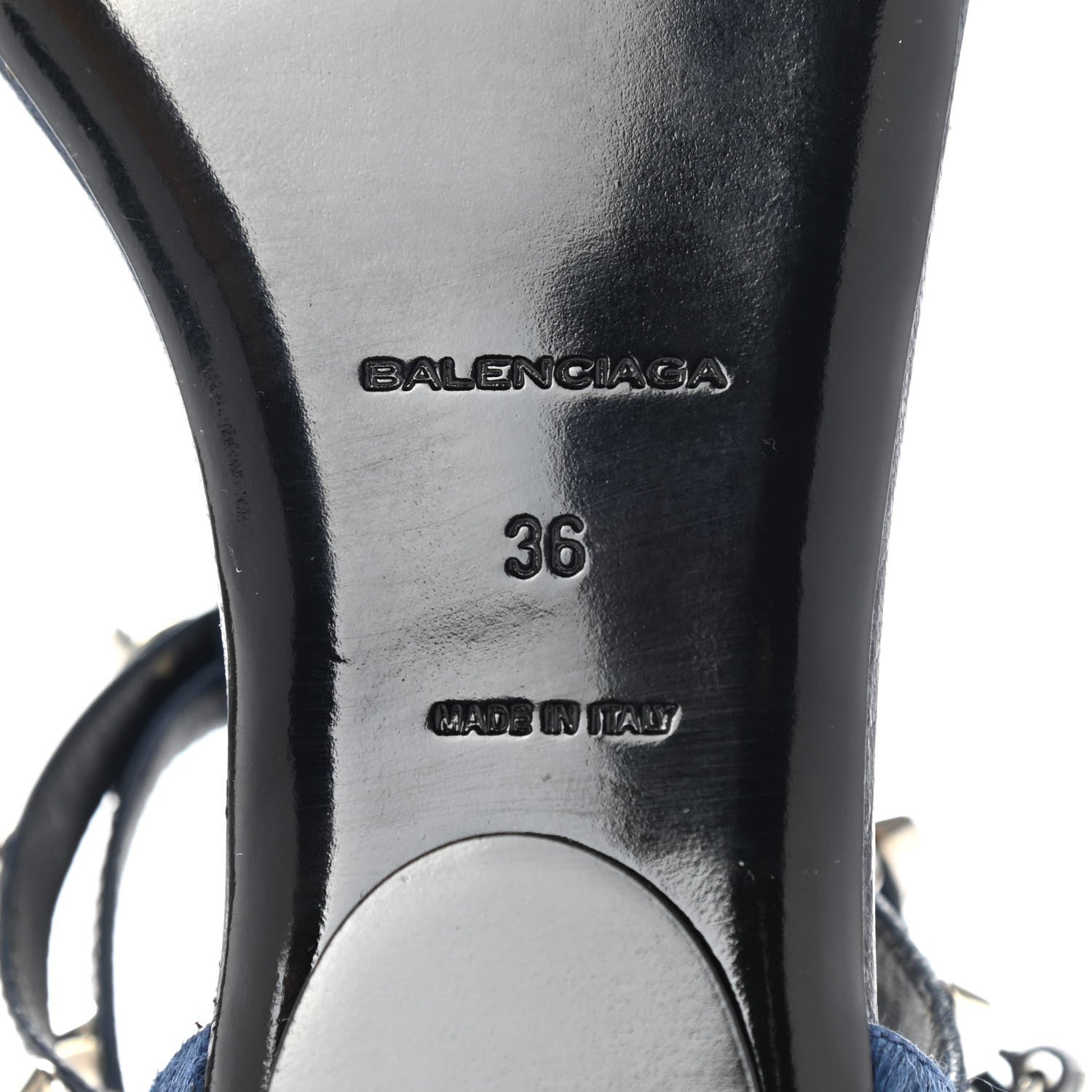 Balenciaga Agneau Pony Hair Studded Thong Sandals 36 Blue 6 of 9