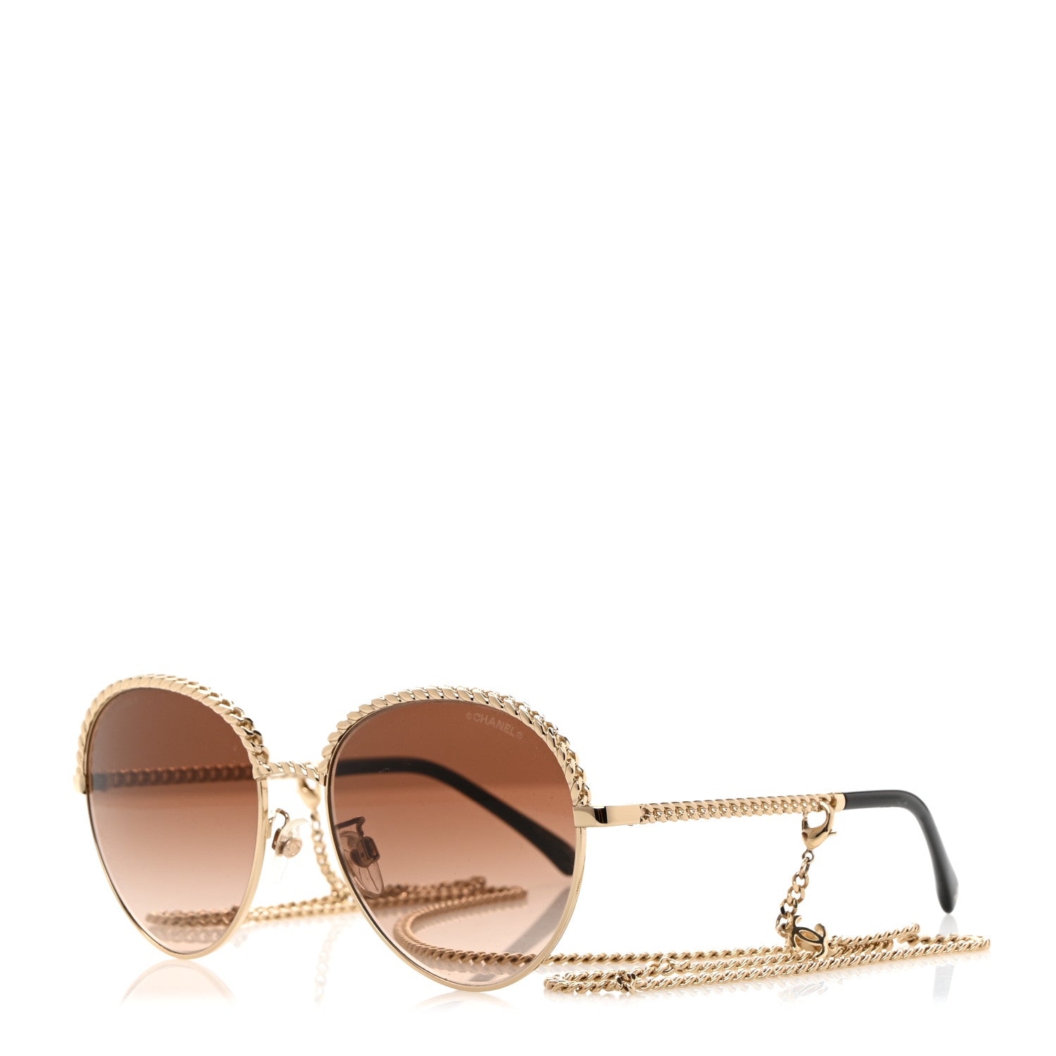 Chanel Chain Pantos Sunglasses 4242 Gold Brown 1 of 8