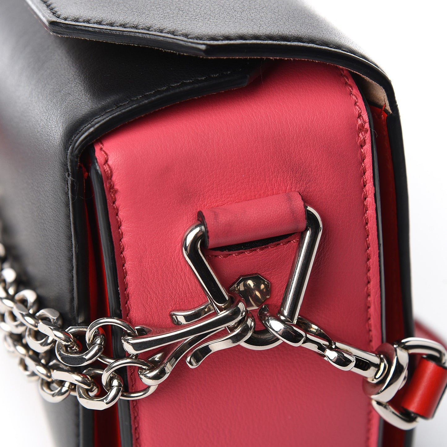 Grained Calfskin Box Shoulder Bag 16 Black Pink