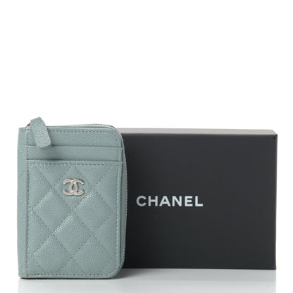 Chanel Caviar Quilted Zip Card Holder Light Blue 13 of 17