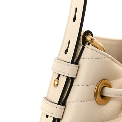 Gucci Calfskin Matelasse Sylvie Web GG Marmont Bucket Bag White 12 of 14