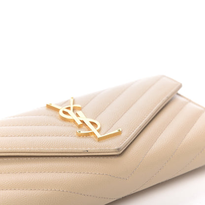Saint Laurent Grain De Poudre Matelasse Chevron Monogram Flap Wallet Nude Powder 9 of 12
