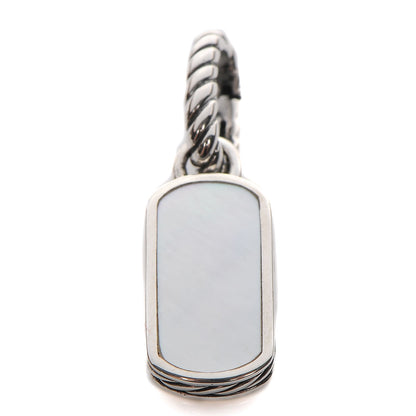 David Yurman Sterling Silver Mother Of Pearl Small Dog Tag Enhancer Pendant 1 of 4