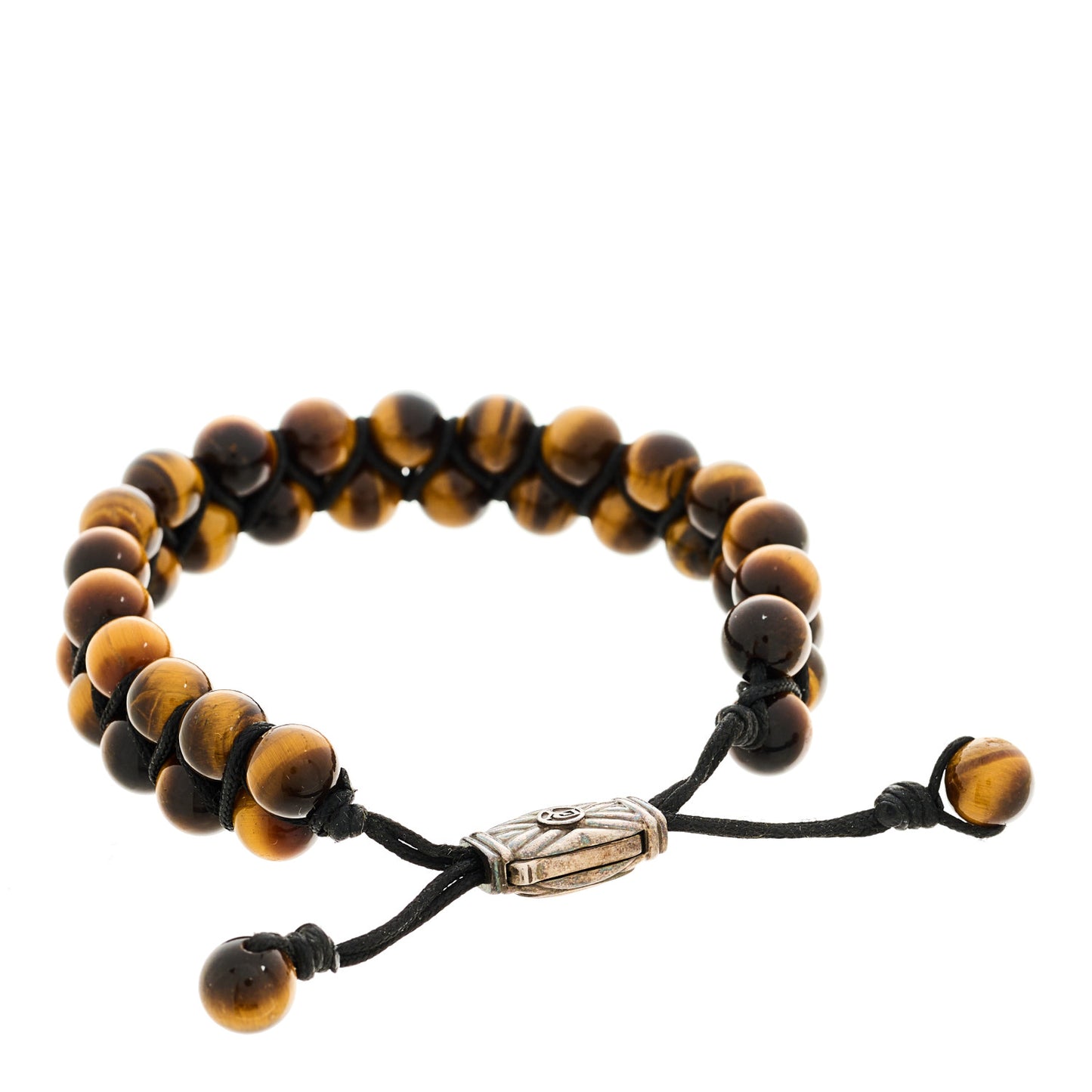 Sterling Silver Tiger's Eye Two Row 8mm Spiritual Beads Bracelet