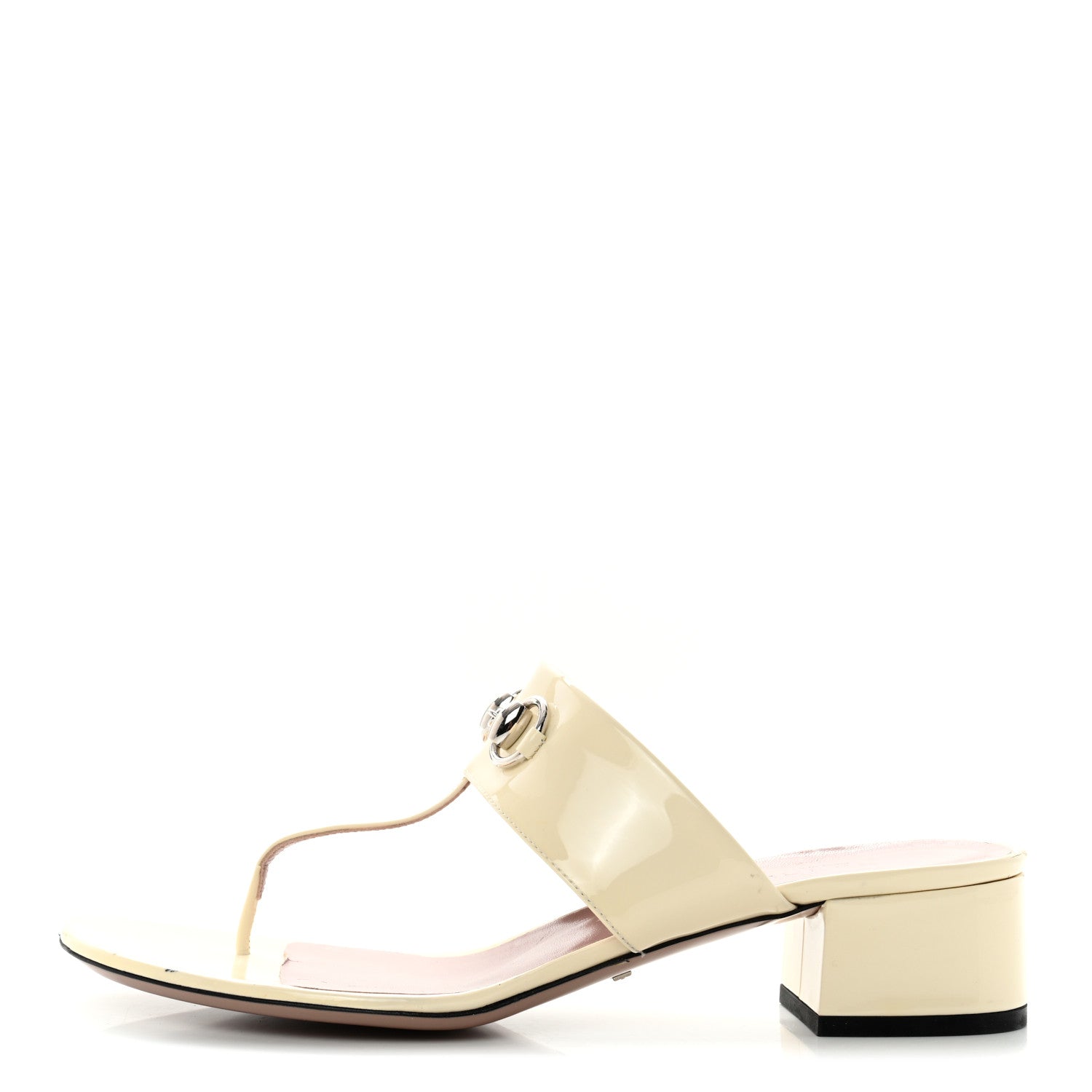 Gucci Vernice Crystal Horsebit Thong Sandals 40.5 Off White 1 of 9