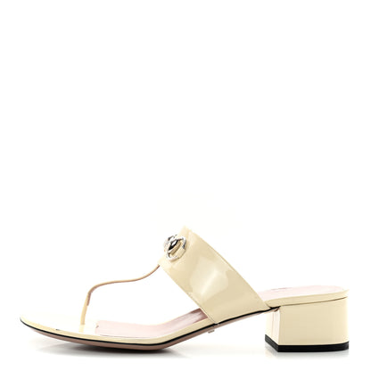 Gucci Vernice Crystal Horsebit Thong Sandals 40.5 Off White 1 of 9