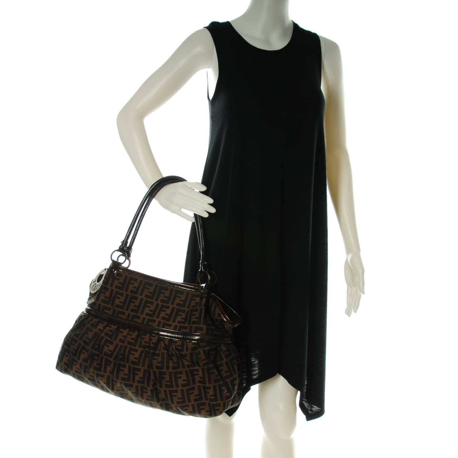 Fendi Zucca Patent Large Chef Shopper Tote Tobacco 2 of 13