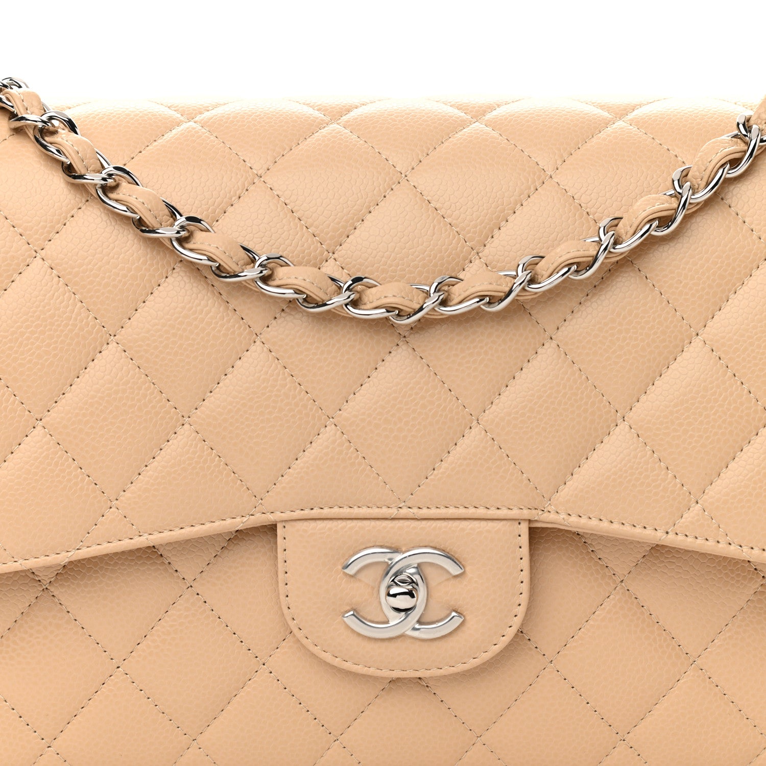 Chanel Caviar Quilted Jumbo Double Flap Beige Clair 7 of 10