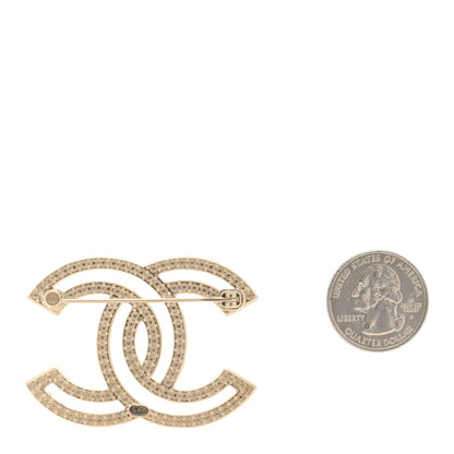 Chanel Metal Crystal CC Brooch Gold 2 of 3