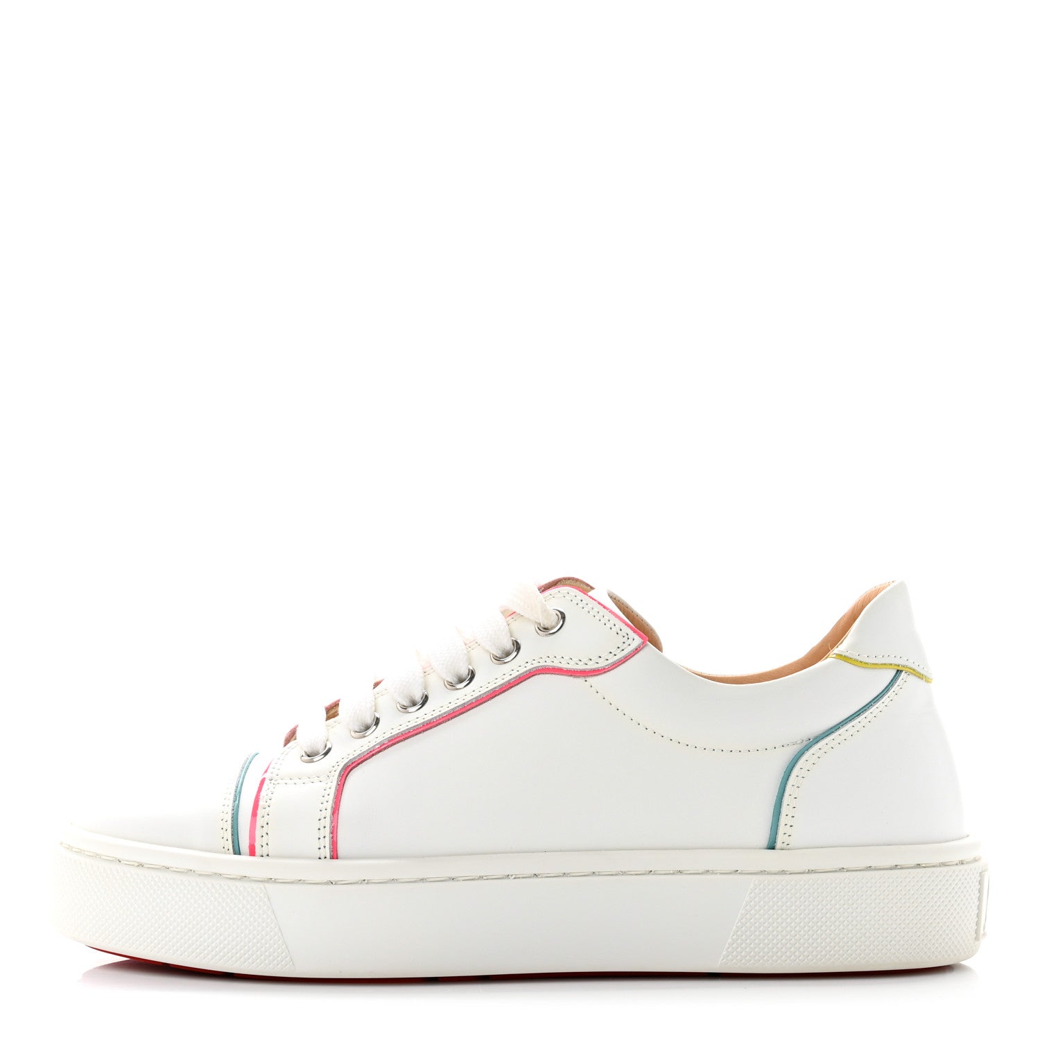 Christian Louboutin Calfskin Patent Vieirissima Flat Sneakers 37.5 White Multicolor 1 of 9