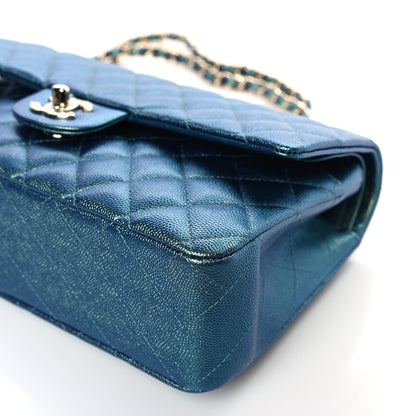 Chanel Iridescent Caviar Quilted Medium Double Flap Green 9 of 10