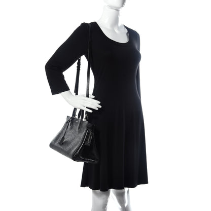 Saint Laurent Calfskin Crocodile Embossed Small Cabas Rive Gauche Black 2 of 27