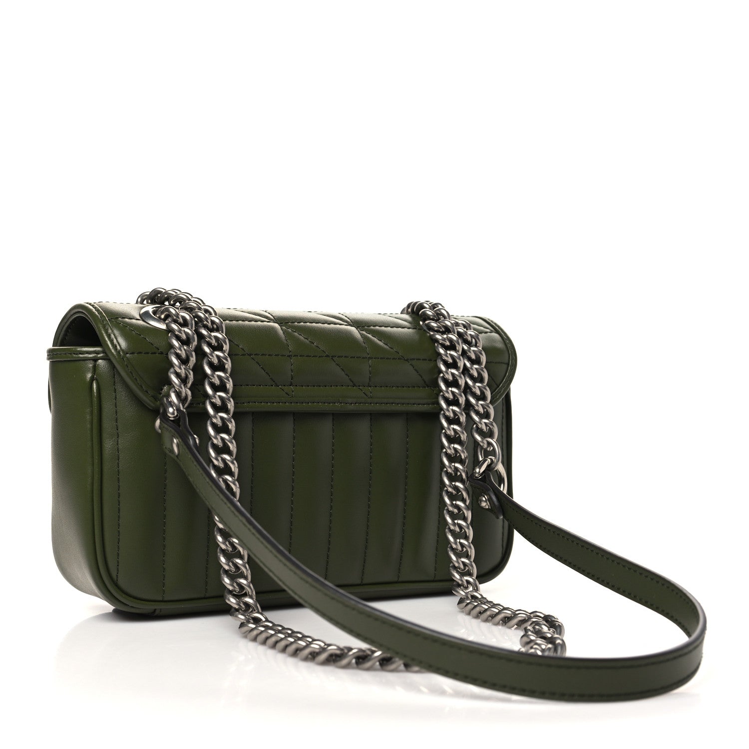 Gucci Calfskin Matelasse Aria Mini GG Marmont Shoulder Bag Military Wood 3 of 10