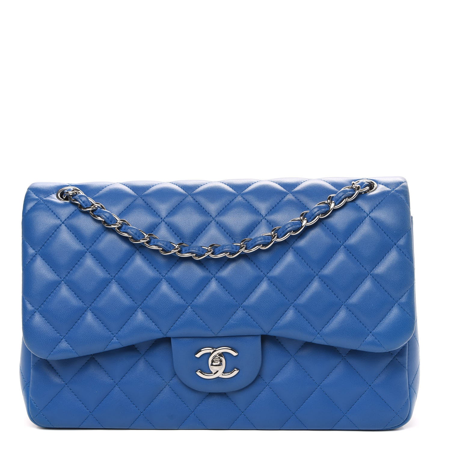 Chanel Lambskin Quilted Jumbo Double Flap Blue 1 of 12
