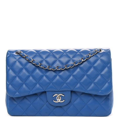 Chanel Lambskin Quilted Jumbo Double Flap Blue 1 of 12