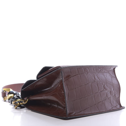Marc Jacobs Calfskin Crocodile Embossed Uptown Shoulder Bag Brown 4 of 9