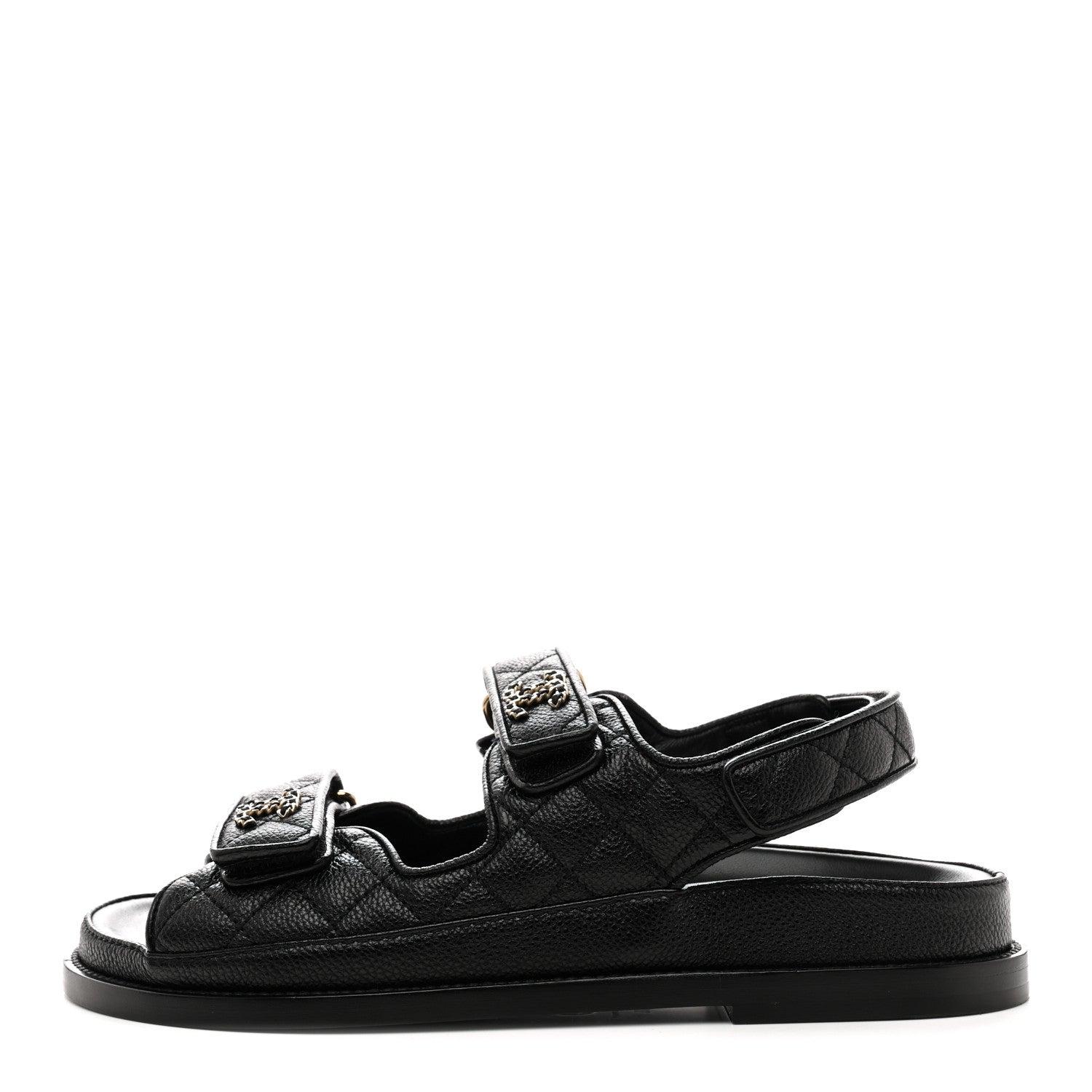 Chanel Grained Calfskin Velcro Dad Sandals 38 Black 1 of 10