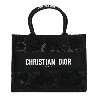 Christian Dior Embroidered D-Lace Medium Book Tote Black Multicolor 1 of 12
