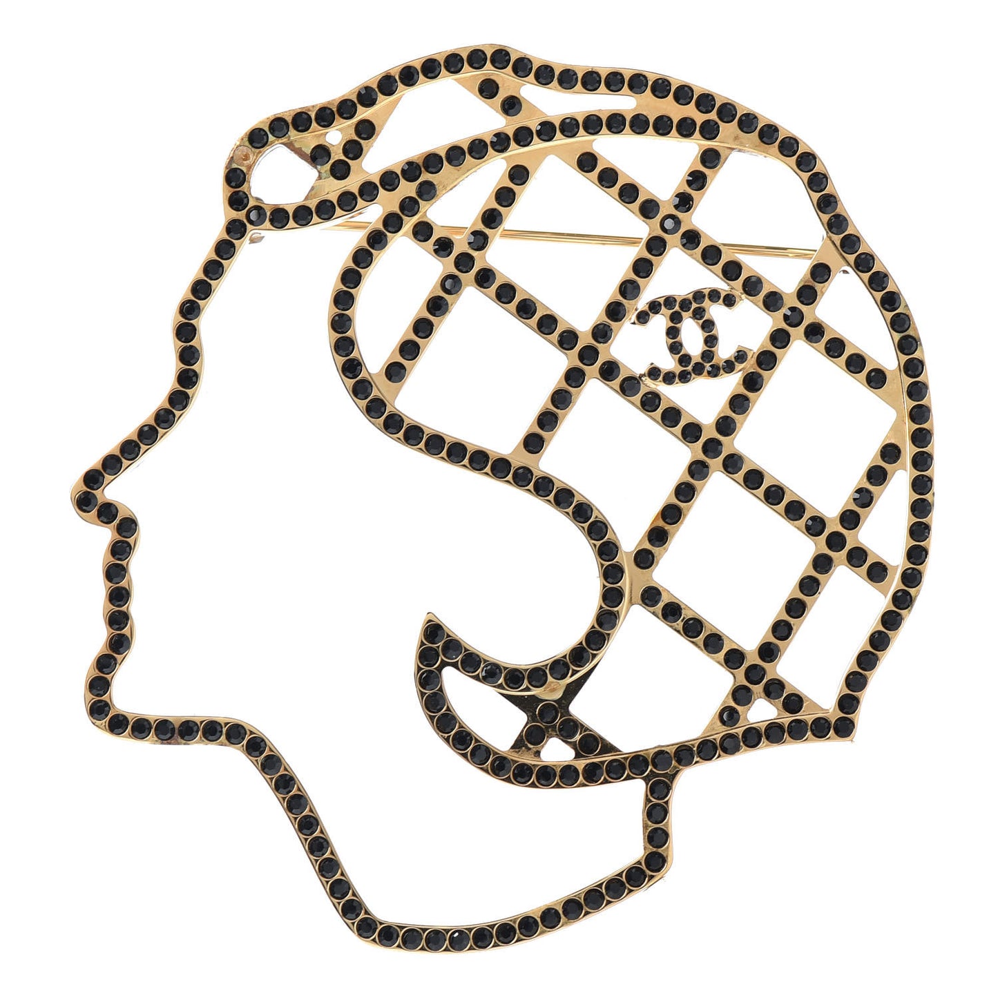 Crystal Mademoiselle Brooch Black Gold