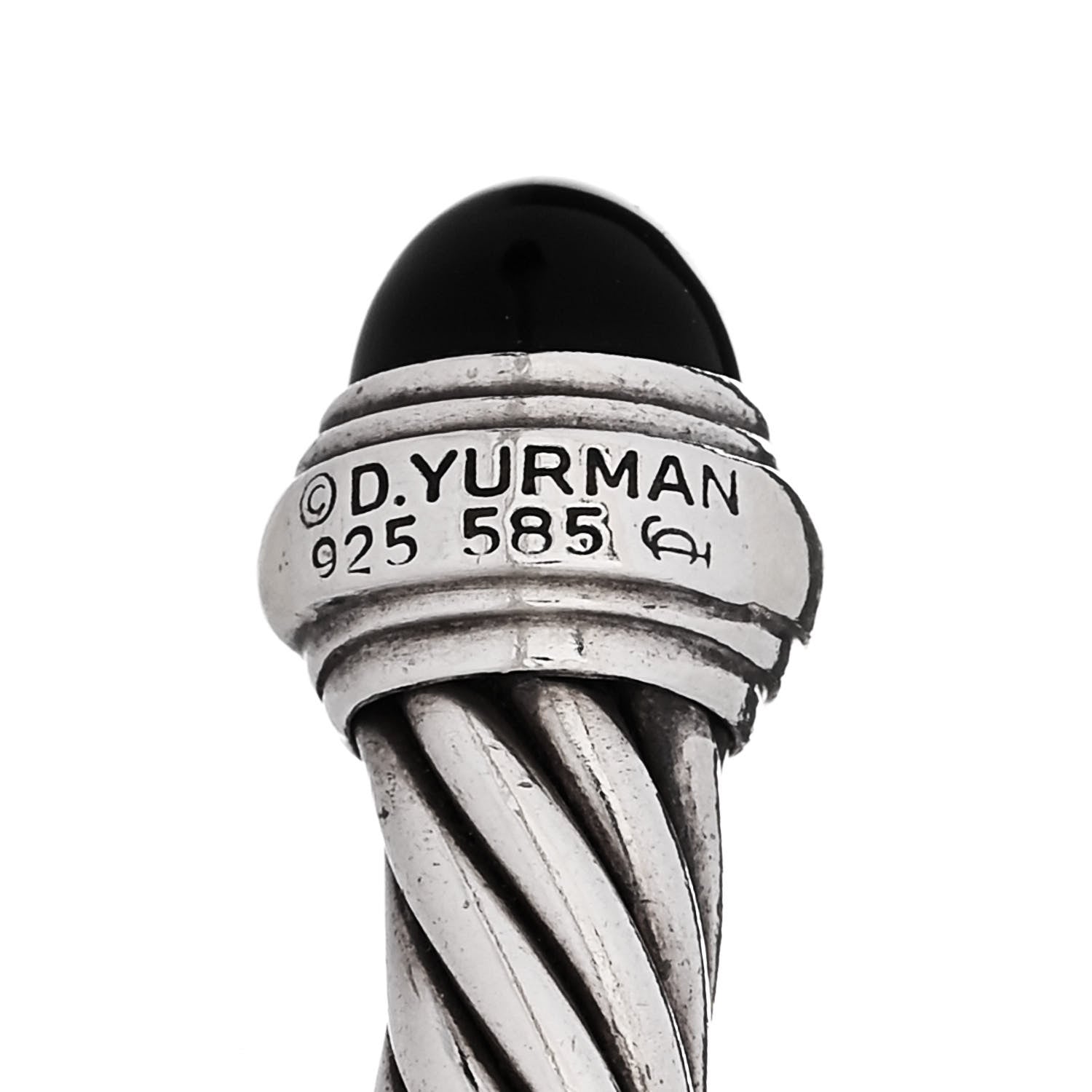 David Yurman Sterling Silver 14K Yellow Gold Black Onyx 7mm Cable Classics Bracelet 3 of 3