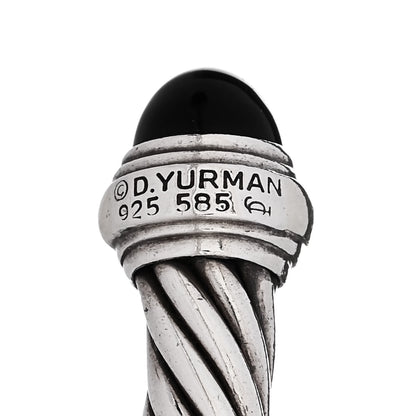 David Yurman Sterling Silver 14K Yellow Gold Black Onyx 7mm Cable Classics Bracelet 3 of 3