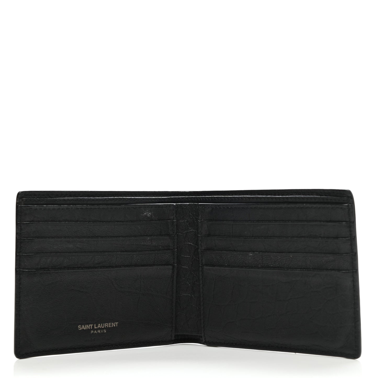 Calfskin Crocodile Embossed Monogram Bifold Wallet Black