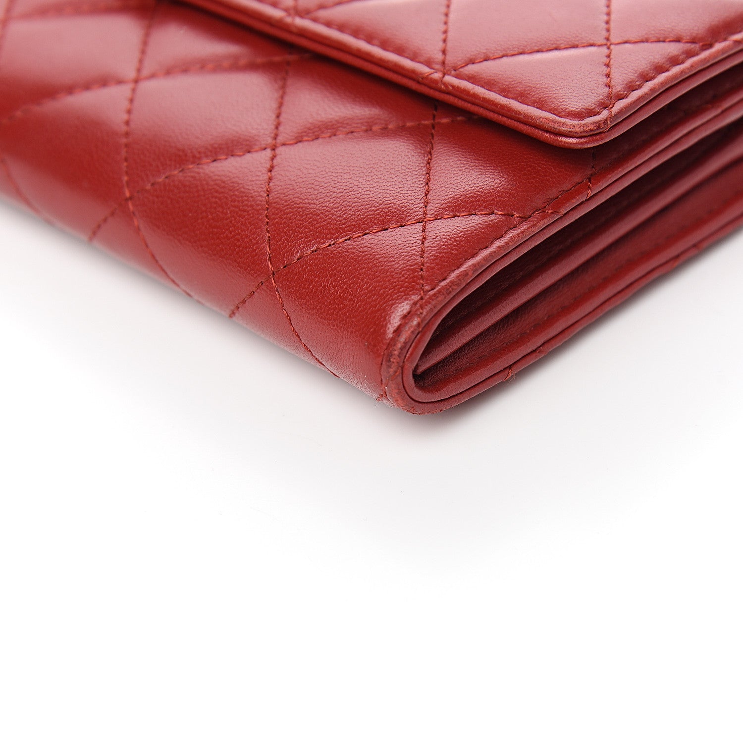 Chanel Lambskin Quilted Large Gusset Flap Wallet Red 9 of 9