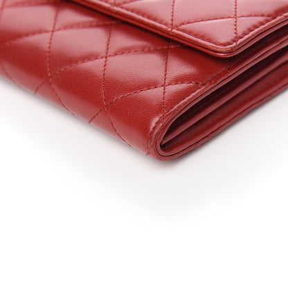 Chanel Lambskin Quilted Large Gusset Flap Wallet Red 9 of 9