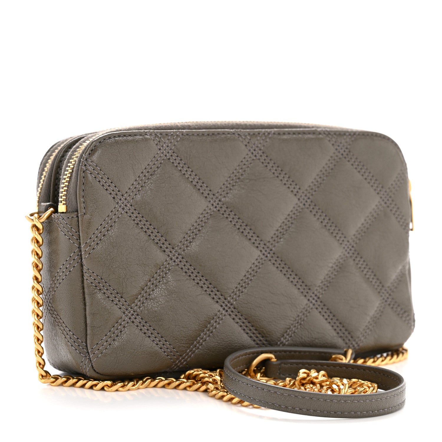 Saint Laurent Grained Lambskin Quilted Mini Becky Double Zip Bag Taupe 3 of 13