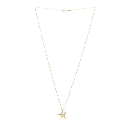 Tiffany 18K Yellow Gold Diamond 15mm Elsa Peretti Pave Starfish Pendant Necklace 2 of 3