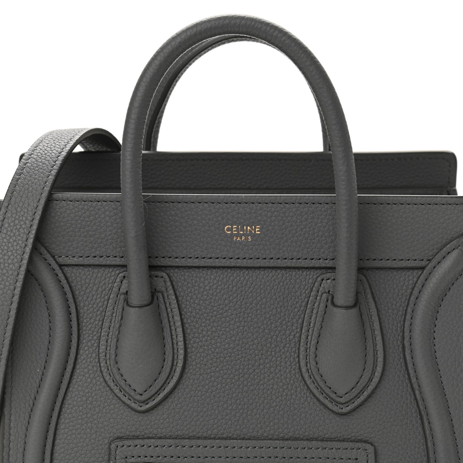Celine Drummed Calfskin Nano Luggage Kohl 8 of 11