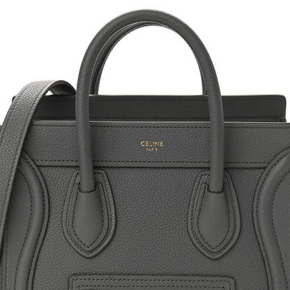 Celine Drummed Calfskin Nano Luggage Kohl 8 of 11