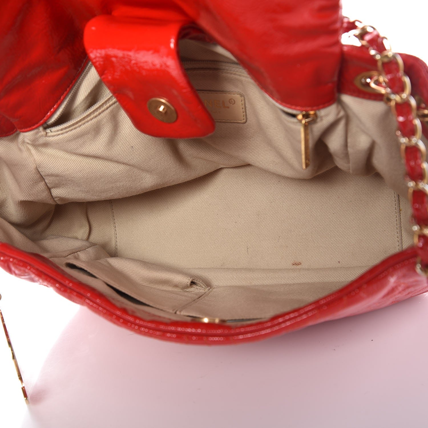 Chanel Crackled Patent Puzzle Accordion Flap Bag Red 5 of 13