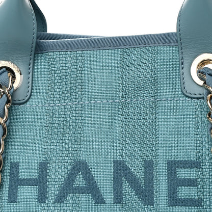 Chanel Mixed Fibers Striped Medium Deauville Tote Blue 8 of 10