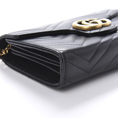 Gucci Calfskin Matelasse GG Marmont Chain Wallet Black 6 of 9
