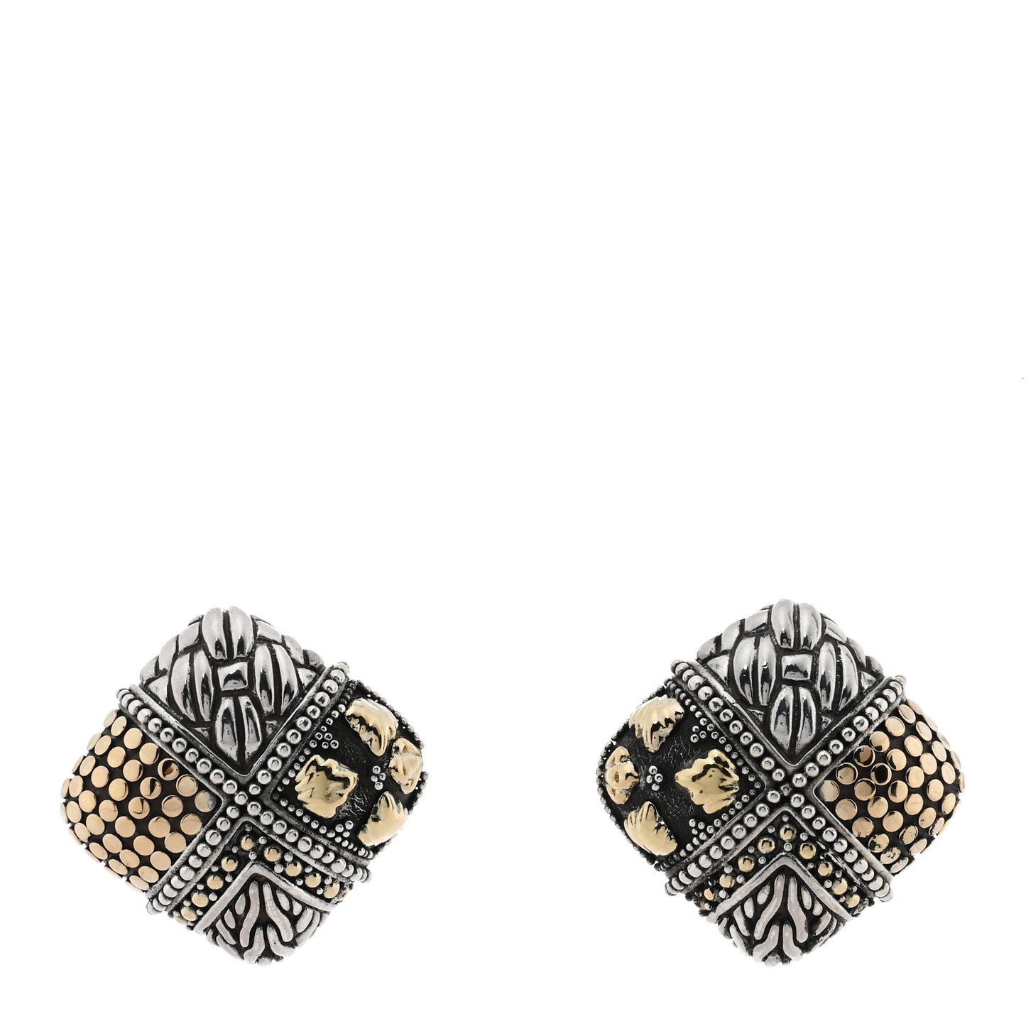 Sterling Silver 18K Yellow Gold Square Dot Earrings