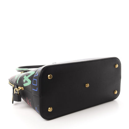 Balenciaga Signature Grained Calfskin Graffiti M Ville Top Handle Bag Black Multicolor 4 of 10