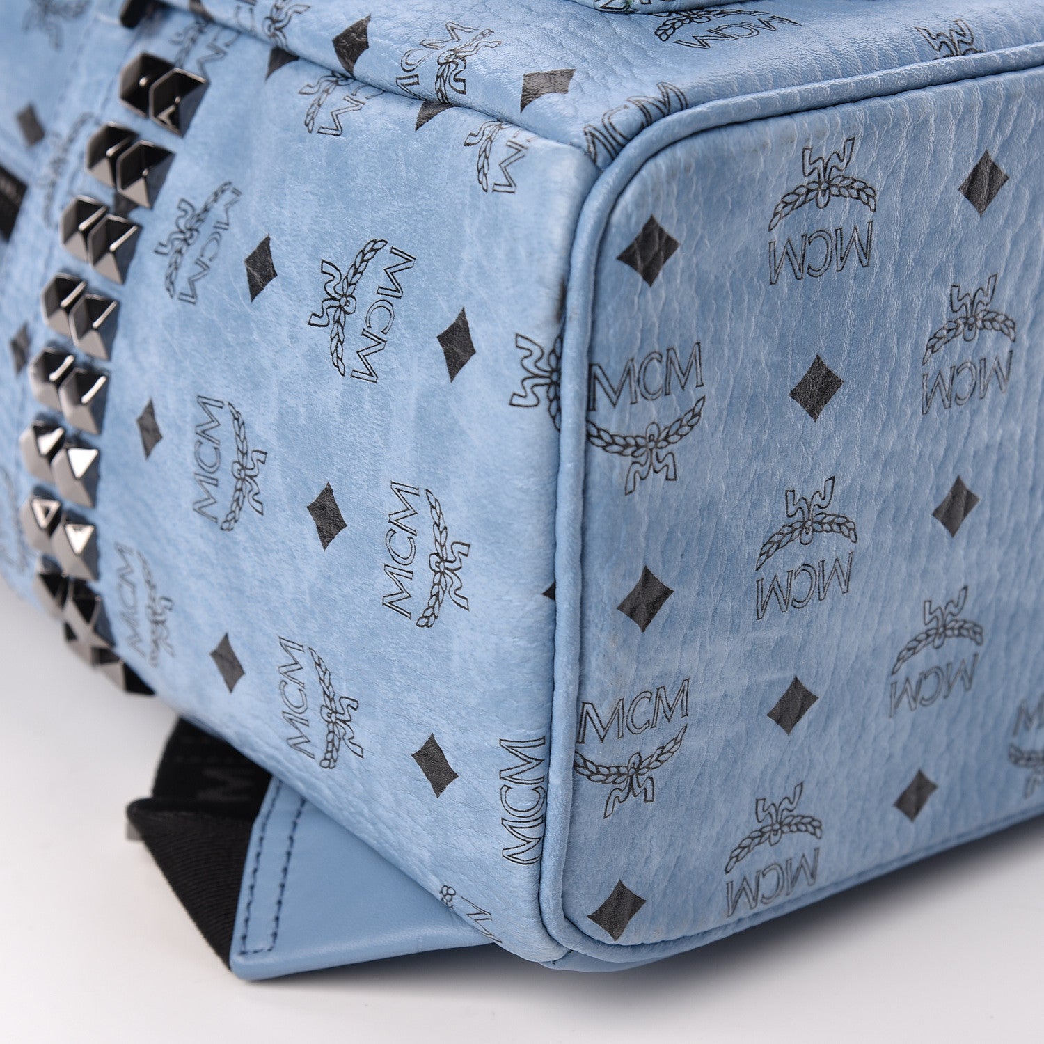 MCM Visetos Medium Side Stud Stark Backpack Light Blue 480620