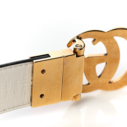 Gucci GG Supreme Monogram Plutone Calfskin Double G Reversible 30mm Belt 105 42 Beige Ebony Mystic White 7 of 10