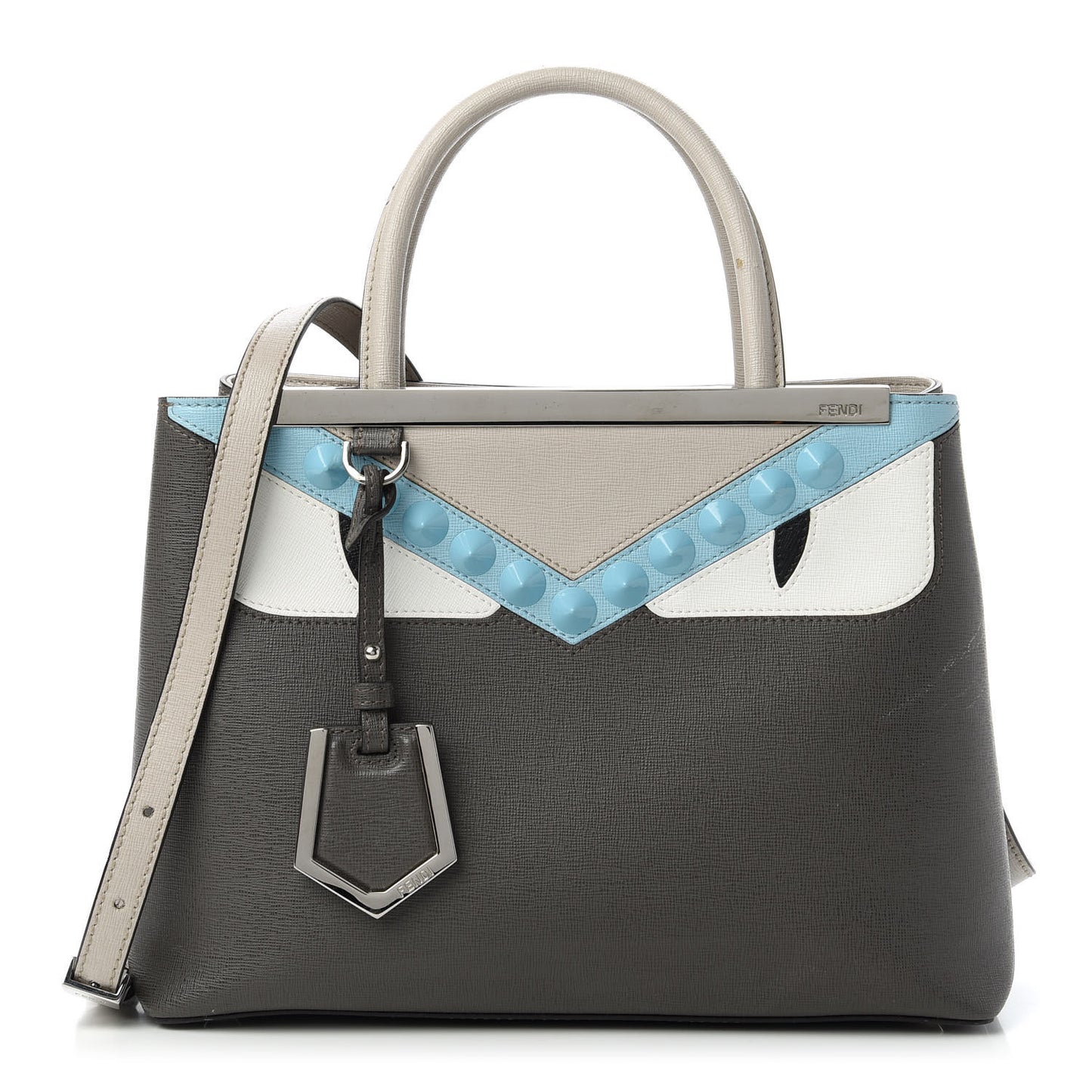 Vitello Elite Monster Eyes Studded Petite 2Jours Tote Carbone White Multicolor