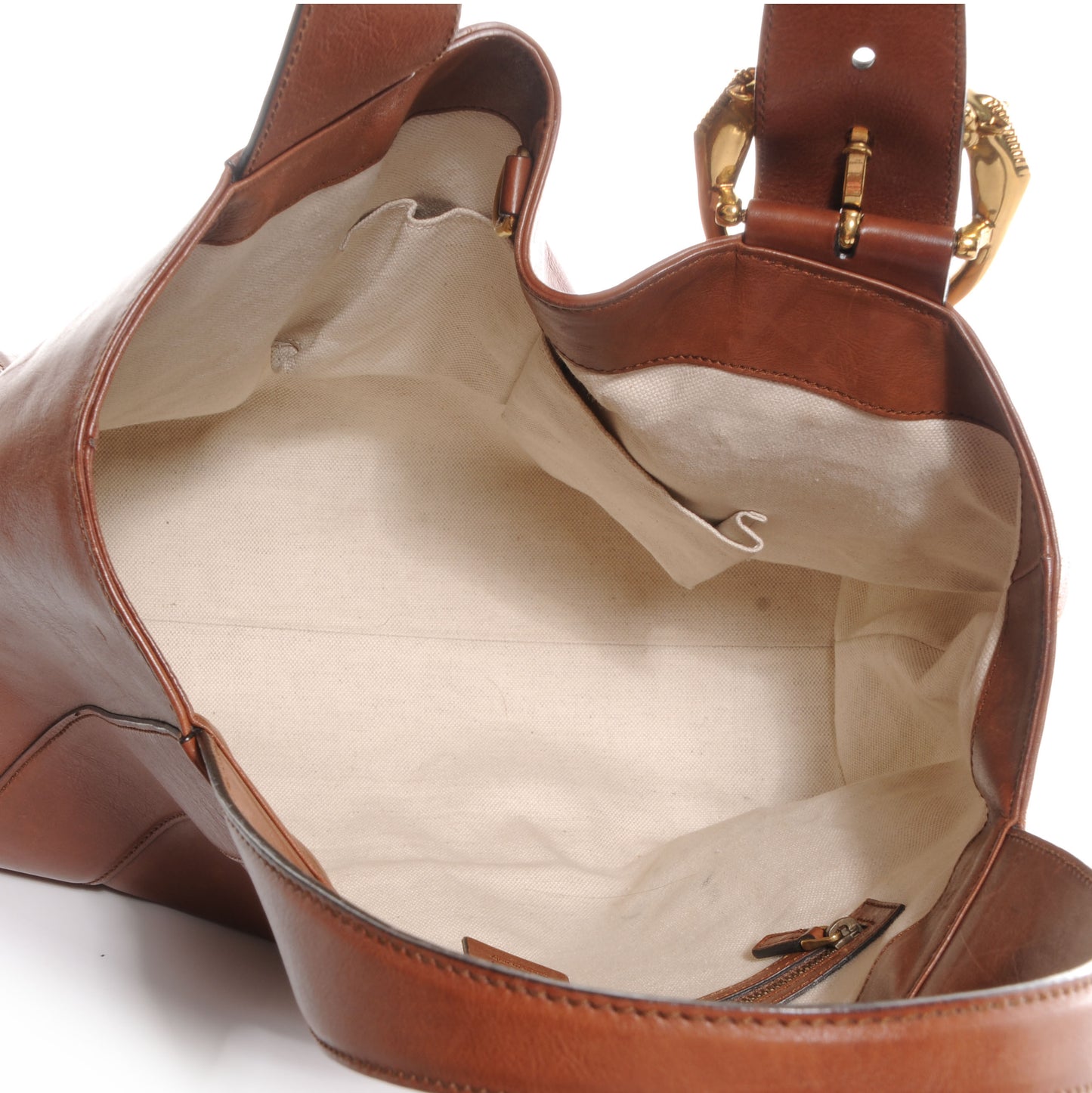 Washed Calfskin Horse-Heads Medium Ribot Tote Brown